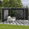 Outsunny Gazebo Side Panels with Windows and Doors, for 3x3(m) or 3x6m Pop Up Gazebo, 2 Pack Sides Replacement, Black