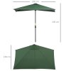 Outsunny Balcony Half Parasol Semi Round Umbrella Patio Crank Handle (2.3 m, Green)- NO BASE INCLUDED