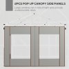 Outsunny Gazebo Side Panels with Zipped Doors and Windows, for 3x3(m) or 3x6m Pop Up Gazebo, 2 Pack Sides Replacement, Grey