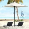 Outsunny 2M Garden Parasol Umbrella with Vent, Sun Shade Canopy with 4 Ribs, Piping Side, Umbrella for Garden Table, Balcony and Outdoor, Beige