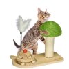 PawHut 26cm Cat Scratching Post, Mushroom-Shaped Cat Post with Toy Balls, Feather, Sisal Scratch Post for Indoor Cats - Natural tone and green