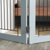 PawHut Freestanding Dog Cate, Foldable Wooden Pet Gate with  - 61cm Tall, for Stairways, Doorways, Hallways, Small Dogs - Grey