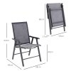Outsunny Set of 4 Folding Garden Chairs, Metal Frame Garden Chairs Outdoor Patio Park Dining Seat with Breathable Mesh Seat, Charcoal Grey