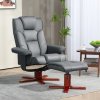 HOMCOM Recliner Chair with Footstool, PU Leather Upholstered Armchair with Adjustable Backrest, Leisure Lounge Chair for Living Room, Bedroom, Grey