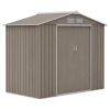 Outsunny 7 x 4ft Metal Garden Shed, Outdoor Storage Tool House with Ventilation Slots, Foundation Kit and Lockable Double Doors, Light Brown