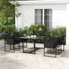 Outsunny 5 Piece Garden Dining Set, 4 Seater Outdoor Table and Chairs with Texteline Seat, Space Saving Cube Set with Foldable Backrest, Tempered Glass Table Top, for Patio, Black