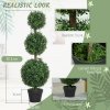 HOMCOM Set of 2 Decorative Artificial Trees, Topiary Ball-shaped Boxwood Trees in Pot, Fake Plants for Home Indoor outdoor Decor, 100cm, Green