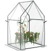 Outsunny Mini Greenhouse, Garden Tomato Growhouse with 2 Zipped Doors, Portable Indoor Outdoor Green House, 90 x 90 x 145cm, Clear
