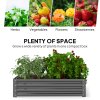 Outsunny 432L Square Raised Garden Bed Box with Weatherized Steel Frame for Vegetables, Flowers and Herbs, 120 x 120 x 30cm, Light Grey