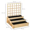 Outsunny 3 Tier Planters with Trellis for Vine Climbing, Wooden Raised Beds for Garden Patio, Outdoor Planter Box for Vegetables, Flowers, Herbs, Natural Tone