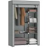 HOMCOM Fabric Wardrobe, Portable Wardrobe with 6 Shelves, 1 Hanging Rail, Foldable Closets, 103 x 43 x 162.5 cm, Light Grey
