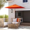 Outsunny 2m x 1.5m Garden Parasol Umbrella with Tilting Sunshade Canopy, Outdoor Market Table Umbrella with Wood and Bamboo Frame, Orange