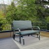 Outsunny 2 Seats Garden Glider Bench, Metal Frame and HDPE Swing Loveseat, Porch Rocking Glider for 2 Person with High Back and Armrest, Dark Green