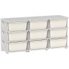HOMCOM Kids Storage Units with 9 Drawers 3 Tier Chest Vertical Dresser Tower Toy Organiser for Nursery Playroom Kindergarten Cream