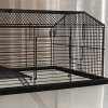 PawHut Hamster Cage, Gerbil Cage 2 Tier with Wheels, Deep Bottom, Ramp, Food Dish, Water Bottle, for Dwarf, Syrian, 57 x 43 x 57cm - Black