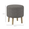 HOMCOM Round Storage Stool, Linen Fabric Upholstered Foot Stool with Removable Top, Padded Seat, Hidden Space and Wooden Legs for Living Room