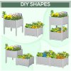 Outsunny Set of 2 26L Garden Raised Bed Elevated Patio Flower Plant Planter Box PP Vegetables Planting Container, Grey