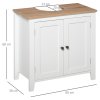 kleankin Under Sink Cabinet, Bathroom Sink Cabinet with 2 Doors, Pedestal Under Sink Design, Freestanding Bathroom Cupboard with Adjustable Shelf