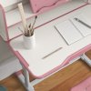 ZONEKIZ Kids Desk and Chair Set, Height Adjustable Children School Study Table with Drawer, Bookshelf, Adjustable Angle Tabletop, Non-slip Mat, for Ages 6-12 Years - Pink