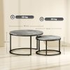 HOMCOM Round Nesting Coffee Table Set of 2, Large Stacking End Side Table with Steel Frame for Living Room, Bedroom, Home Office, 78.5 x 78.5 x 46.5 cm, Cement Grey