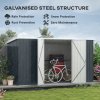 Outsunny 11 x 5.6ft Galvanised Steel Garden Shed, Metal Shed, Garden Storage Shed with Lockable Doors and Gloves for Outdoor Patio, Garden, Grey
