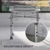 HOMCOM Aluminium Shower Stool for Elderly, Height Adjustable Shower Seat with Removable Padded Cushion, Shower Head Holder, Non-Slip Bath Stool for Seniors, Disabled, Pregnant, White