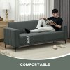 HOMCOM 3 Seater Sofa, Modern Fabric Sofa Couch, Channel Tufted Upholstered Sofa Settee for Living Room, Guest Room, Bedroom, Home Office, Charcoal Grey