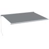 Outsunny 4x3m Full Cassette Electric/Manual Retractable Awning with Remote Controller, Sun Canopies for Patio Door Window with Remote Controller, Grey