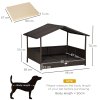 PawHut Wicker Dog Bed, Elevated Rattan Dog House with Removable Cushion and Canopy, for Small and Medium Dogs, 98 x 69 x 70cm - Cream