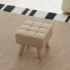HOMCOM Modern Tufted Footstool, Fabric Foot Stool with Rubber Wood Legs, Padded Seat, for Living Room, Bedroom, Entryway