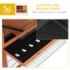 PawHut Rabbit Hutch Guinea Pig Hutch Wooden with No-Leak Tray, Asphalt Roof, Antiseptic Wood Outdoor for 1-2 Rabbits 120 x 50 x 92cm - Orange