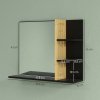 HOMCOM Modern Bathroom Mirror with Shelf, Wall-mounted Vanity Mirror with 4 Storage Shelves and Bamboo Panel for Make Up