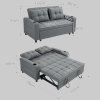 HOMCOM 2 Seater Sofa Bed, Convertible Pull Out Sofa Bed with Adjustable Backrest, Cup Holders and Pillows, Click Clack Settee for Living Room, Bedroom, Guest Room, Charcoal Grey