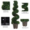 Outsunny Set of 2 Artificial Boxwood Spiral Topiary Trees Potted Decorative Plant Indoor D??cor 120cm