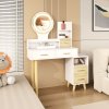 HOMCOM Dressing Table with Mirror, Vanity Table with Adjustable LED Lights, Makeup Desk with 5 Drawers and 5 Shelves, White