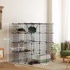 PawHut Cat Cage Indoor, DIY 4 Tier Wire Cat Enclosure with Hammock, Ramps, Doors, Jumping Platforms, Detachable Catio Indoor for 1-3 Cats, 105 x 105 x 140 cm, Black
