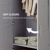 HOMCOM 2 Door Wardrobe for Bedroom, Double Wardrobe with Shelves and Hanging Rail, Modern Bedroom Furniture, Grey