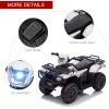 HOMCOM 12V Electric Quad Bike for Kids, Ride-On Car w/ Forward, Reverse Functions, Music, LED Headlights, for Ages 3-5 Years - White