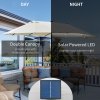 Outsunny 4.4m Double-Sided Sun Umbrella Garden Parasol Patio Sun Shade Outdoor with LED Solar Light, NO BASE INCLUDED, Cream White