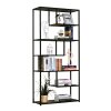 HOMCOM 6 Tier Bookcase, Industrial Tall Shelf Unit with Steel Frame for Home Office, Study, Living Room, Hallway, 82 x 33.5 x 175 cm, Rustic Brown and Black