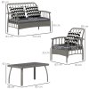 Outsunny 4 Piece Rattan Garden Furniture Set, Garden Sofa Set with 5-Level Adjustable Armchairs, Loveseat, Coffee Table and Cushions, Wicker Outdoor Conservatory Furniture for Patio Balcony, Grey
