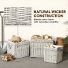 Outsunny Set of 3 Log Baskets for Wood Burner Indoor, Round torage Basket with Lining and Rope Handles for Fireside Storage, Blankets, Beige