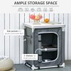 Outsunny 2-Shelf Camping Cupboard Camping Kitchen Station Cook Table Aluminum, Storage Organiser for BBQ Party Picnics Backyards with Carrying Bag