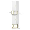 kleankin Narrow Bathroom Storage Cabinet, Freestanding Tallboy Storage Unit with Adjustable Shelf, 2 Doors and Steel Base, Slim Corner Organizer, White