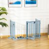 PawHut Wooden Dog Gate, Dog Fence Indoor, 80 cm Tall Freestanding Pet Gate for Small and Medium Dogs with 4 Panels, 2 Support Feet, Blue-Grey