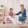 AIYAPLAY 3 in 1 Kids Slide, Giraffe Shape Toddler Slide with Climber, Basketball Hoop and Ball, Indoor Playground Equipment for Age 1-3, Pink