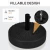Outsunny Garden Parasol Base with Rattan Effect, 22kg Water or 29kg Sand Filled, Heavy Duty HDPE Umbrella Stand, Fillable Parasol Stand for 38mm, 48mm Poles, Black