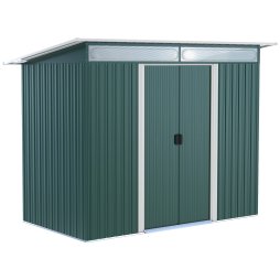 Outsunny 8.5 x 4ft Metal Shed with Lightsky Panels, Garden Storage Tool House with Double Doors for Garden, Patio and Lawn, Green