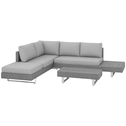 Outsunny 3 Pieces Rattan Garden Furniture Set, Wicker Garden Sofa Set with 3-Seater Sofa, Loveseat, Coffee Table, Side Table & Cushions, 5-Seater Outdoor Furniture Set, Light Grey