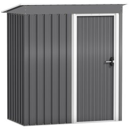 Outsunny 5 x 3ft Garden Storage Shed with Sliding Door and Sloped Roof, Lean to Outdoor Equipment Tool Shed for Garden, Light Grey